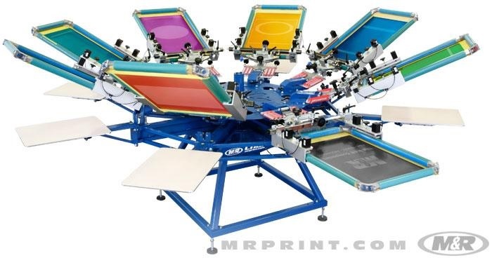 M&R CHAMELEON  6/STATION 6/COLOR MANUAL PRESS W/SIDE CLAMPS & AIR LOCKS